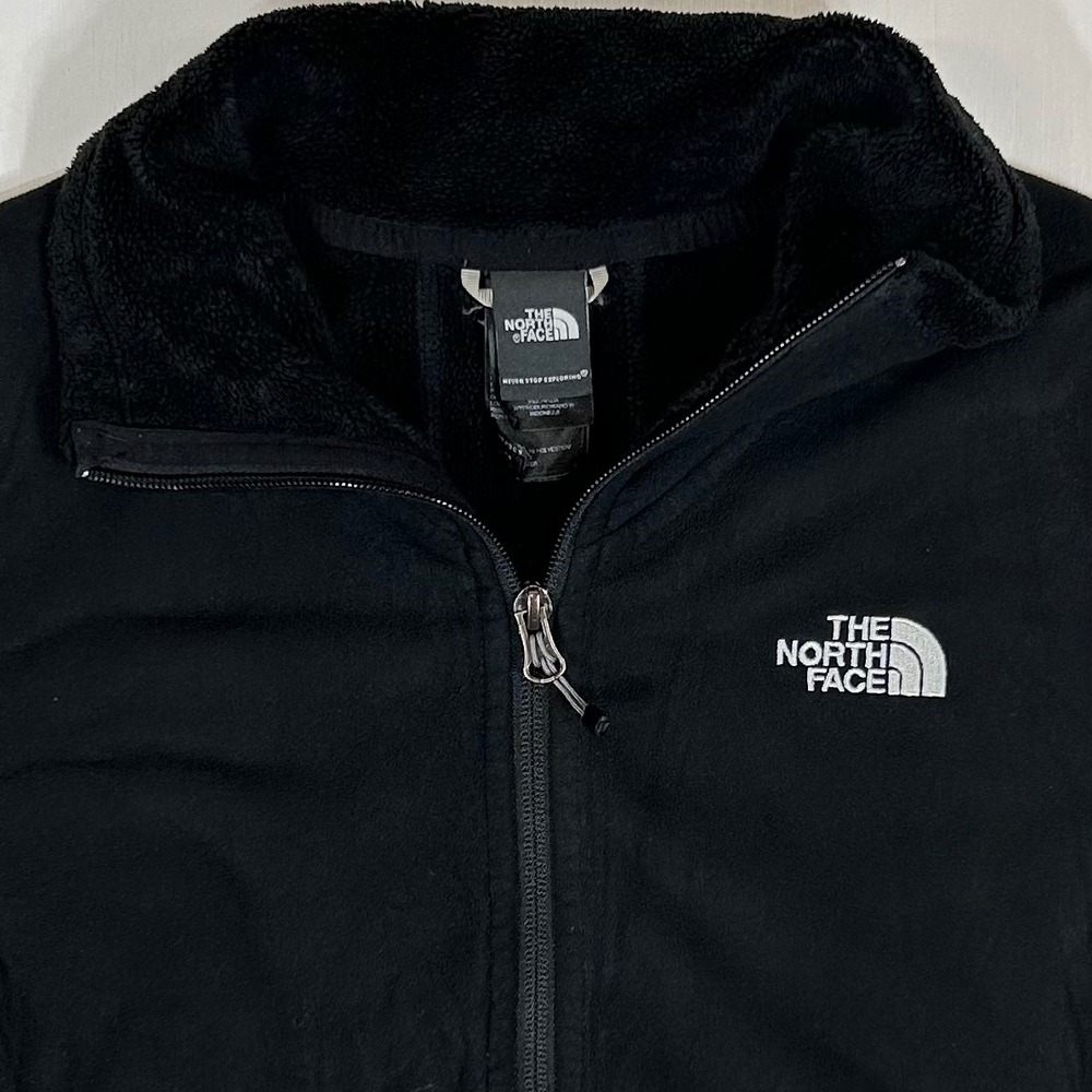 The North Face Womens Black Full Zip Fleece Jacket Mock Neck Size Medium